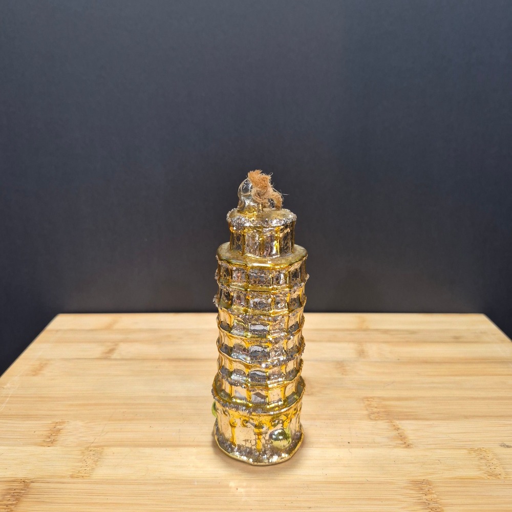 Leaning Tower of Pisa Blown Glass Ornament Italy Christmas Holiday Travel